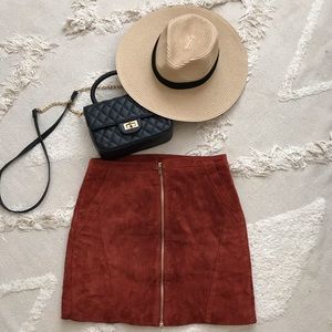 Red Suede Skirt (brand:ONLY)